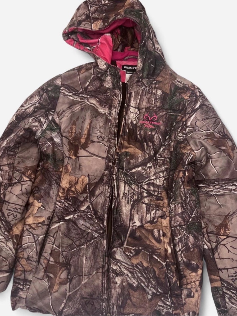 Realtree Women’s Camouflage Puffer Jacket with Pink Lining